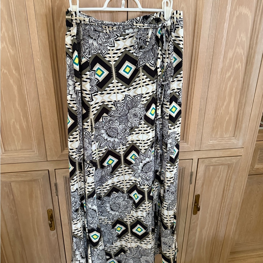 Last Call! New York & Company Safari Print Rayon Wrap Skirt